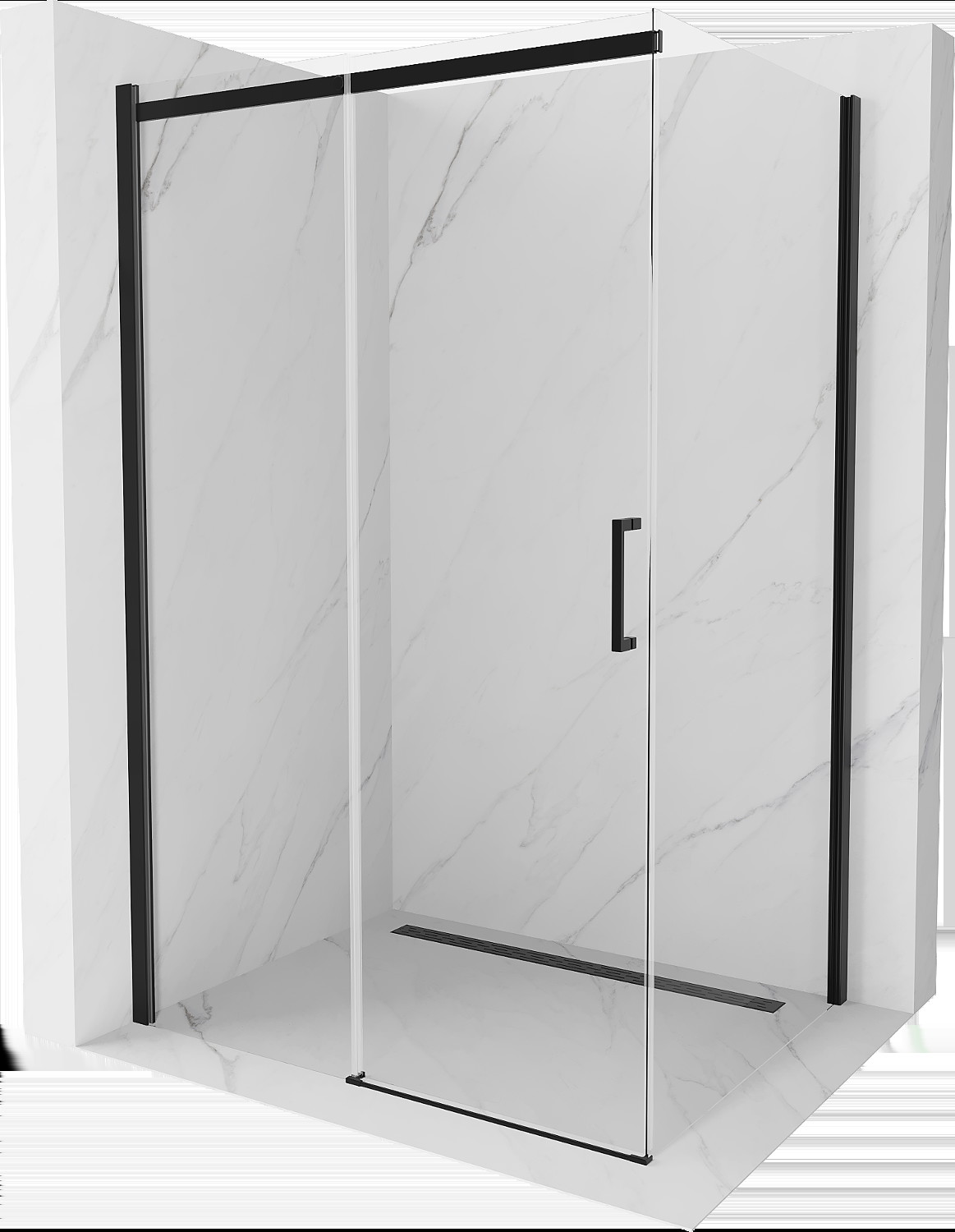 Mexen Omega cabină de duș extensibilă 100 x 90 cm, transparent, Neagră - 825-100-090-70-00