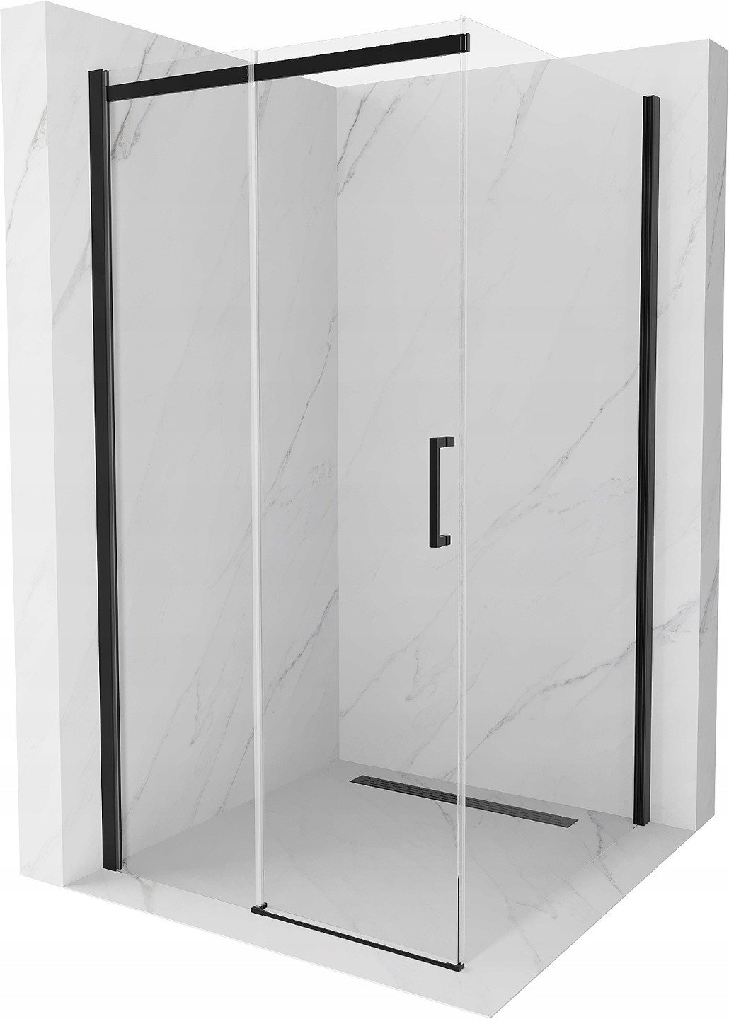 Mexen Omega cabină de duș extensibilă 100 x 100 cm, transparent, Neagră - 825-100-100-70-00