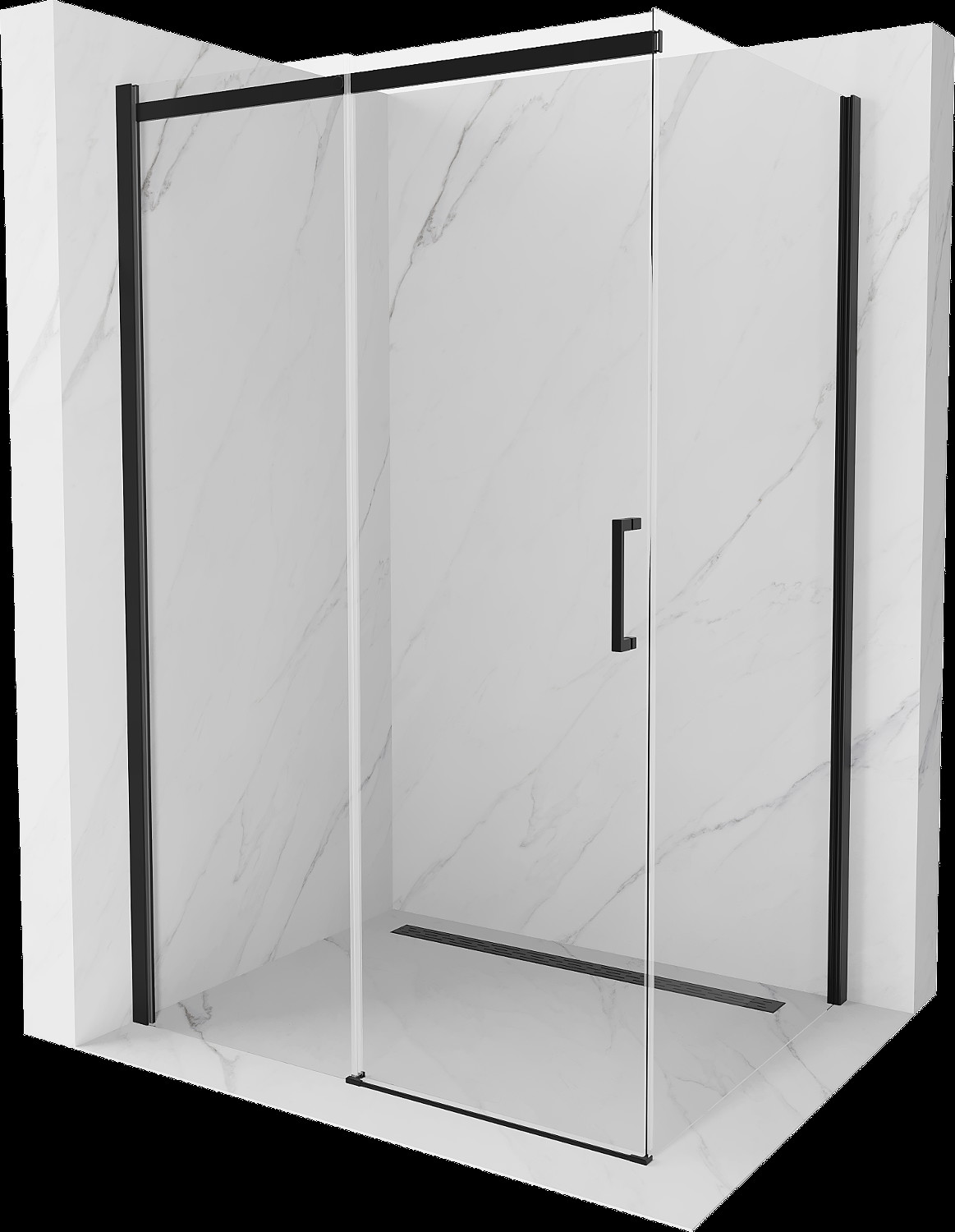 Mexen Omega cabină de duș extensibilă 110 x 90 cm, transparent, Neagră - 825-110-090-70-00