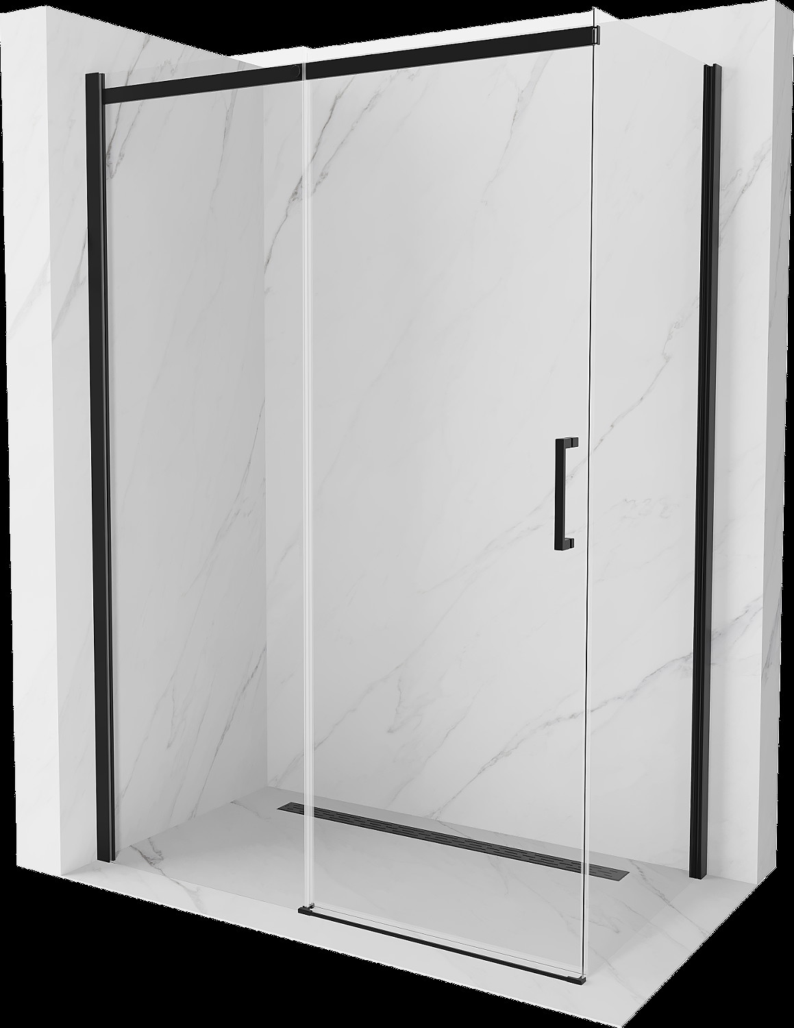 Mexen Omega cabină de duș extensibilă 130 x 70 cm, transparent, Neagră - 825-130-070-70-00