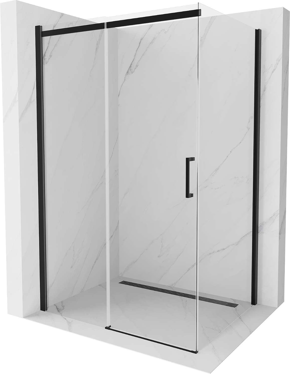 Mexen Omega cabină de duș extensibilă 130 x 80 cm, transparent, Neagră - 825-130-080-70-00