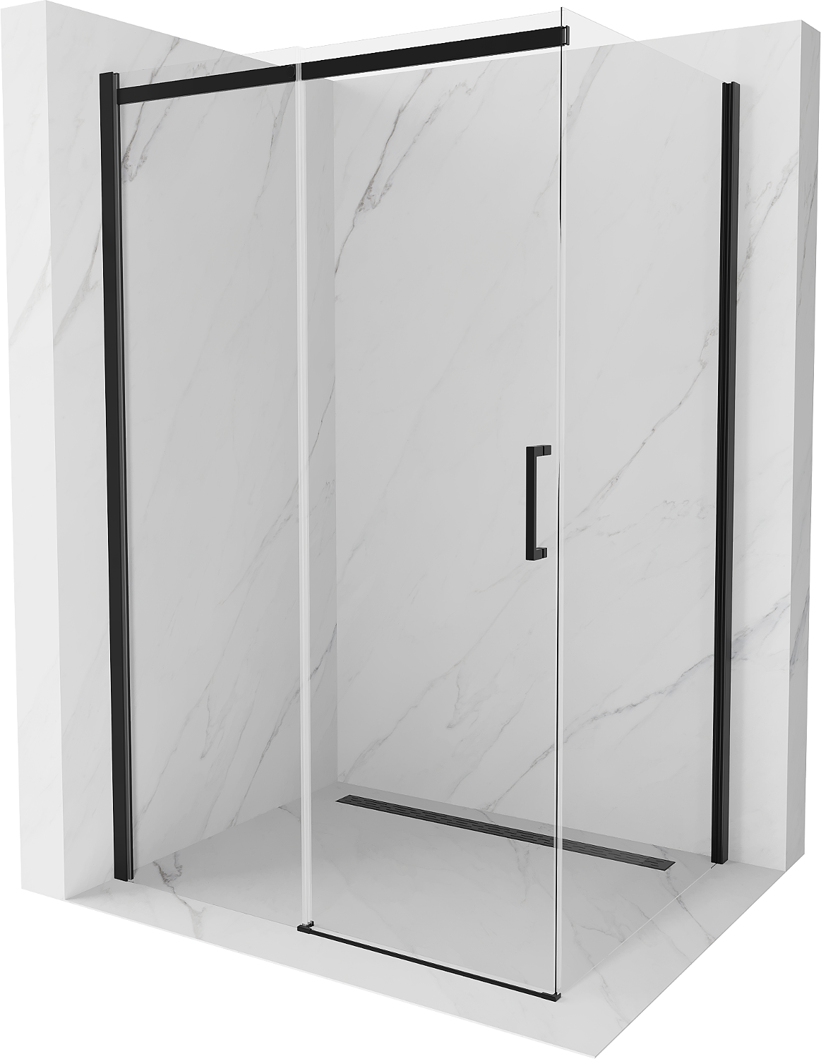 Mexen Omega cabină de duș extensibilă 130 x100 cm, transparent, Neagră - 825-130-100-70-00