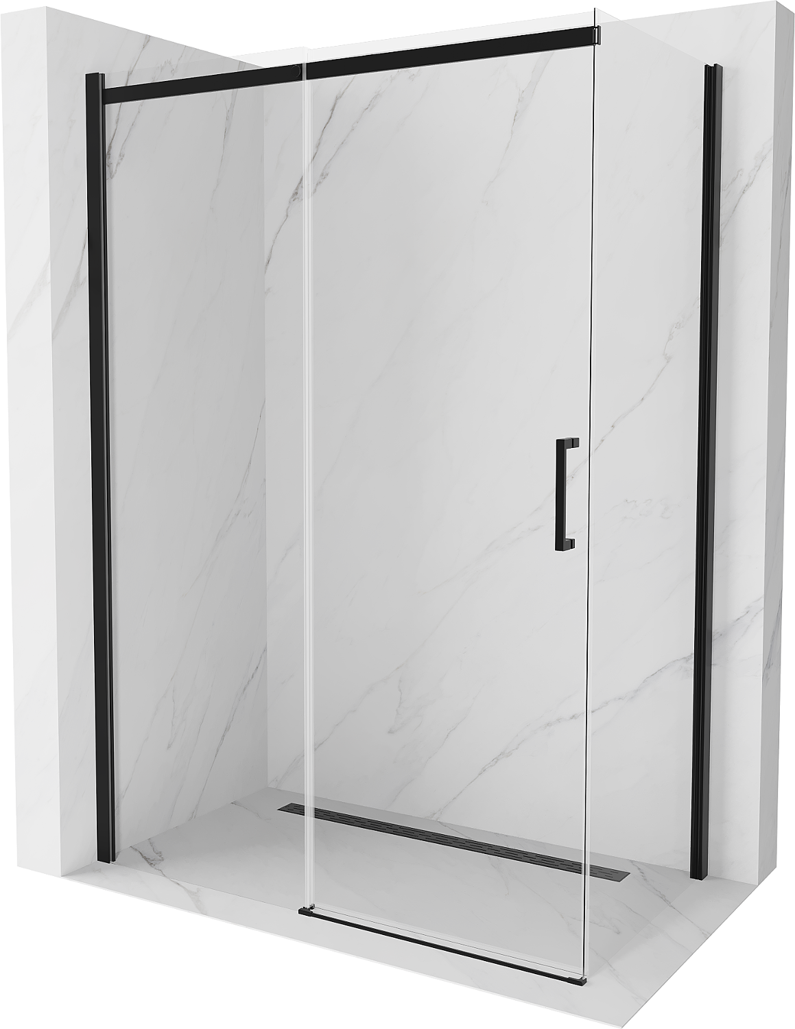 Mexen Omega cabină de duș extensibilă 150 x 80 cm, transparent, Neagră - 825-150-080-70-00