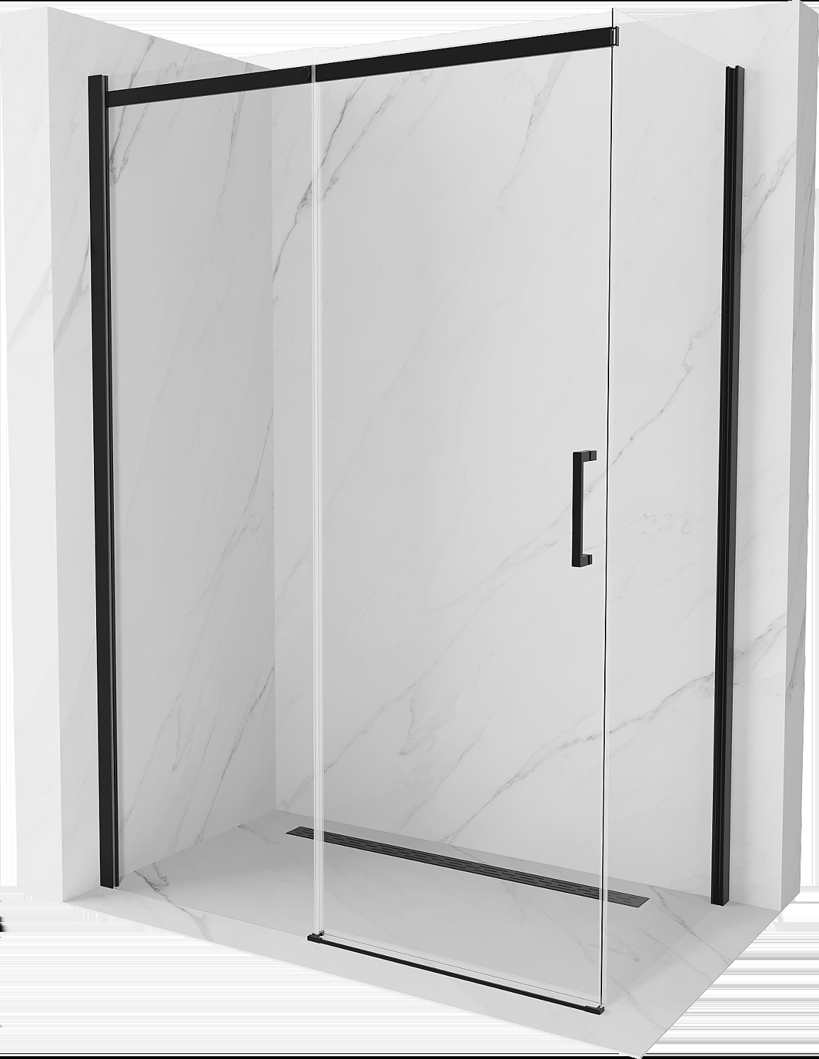 Mexen Omega cabină de duș extensibilă 160 x 80 cm, transparent, Neagră - 825-160-080-70-00