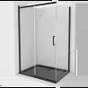 Mexen Omega cabină de duș extensibilă 100 x 80 cm, transparent, Neagră + cadă de duș Flat, Neagră - 825-100-080-70-00-4070B