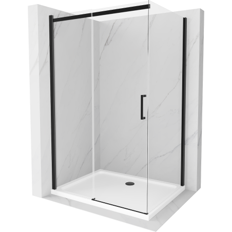 Mexen Omega cabină de duș extensibilă 130 x 90 cm, transparent, Neagră + cadă de duș Flat, Albă - 825-130-090-70-00-4010B