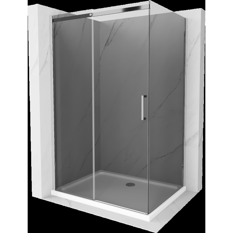 Mexen Omega cabină de duș extensibilă 110 x 100 cm, Grafit, Crom + cadă de duș Flat, Albă - 825-110-100-01-40-4010