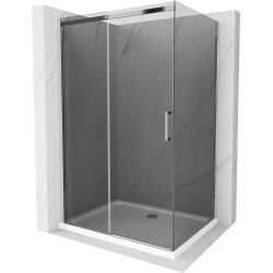 Mexen Omega cabină de duș extensibilă 120 x 90 cm, Grafit, Crom + cadă de duș Flat, Albă - 825-120-090-01-40-4010