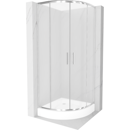 Cabina de duș Mexen Rio semi-rotundă 80 x 80 cm, sticlă mată, crom + ușă Rio, albă - 863-080-080-01-30-4710