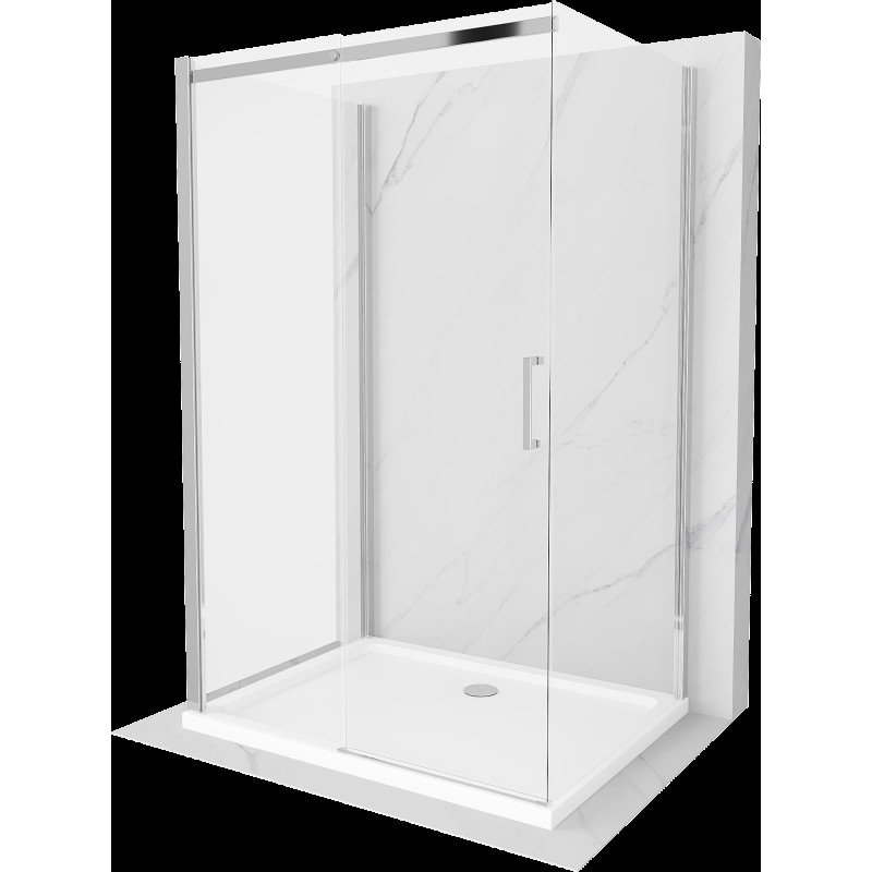 Mexen Omega cabină de duș extensibilă cu 3 pereți 120 x 90 cm, Transparent, Crom + cadă pentru duș Flat - 825-120-090-01-00-3s-4