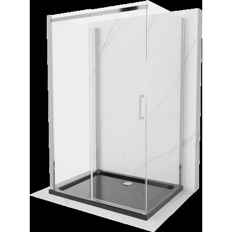 Mexen Omega cabină de duș extensibilă cu 3 pereți 130 x 90 cm, Transparent, Crom + cadă pentru duș Flat - 825-130-090-01-00-3s-4