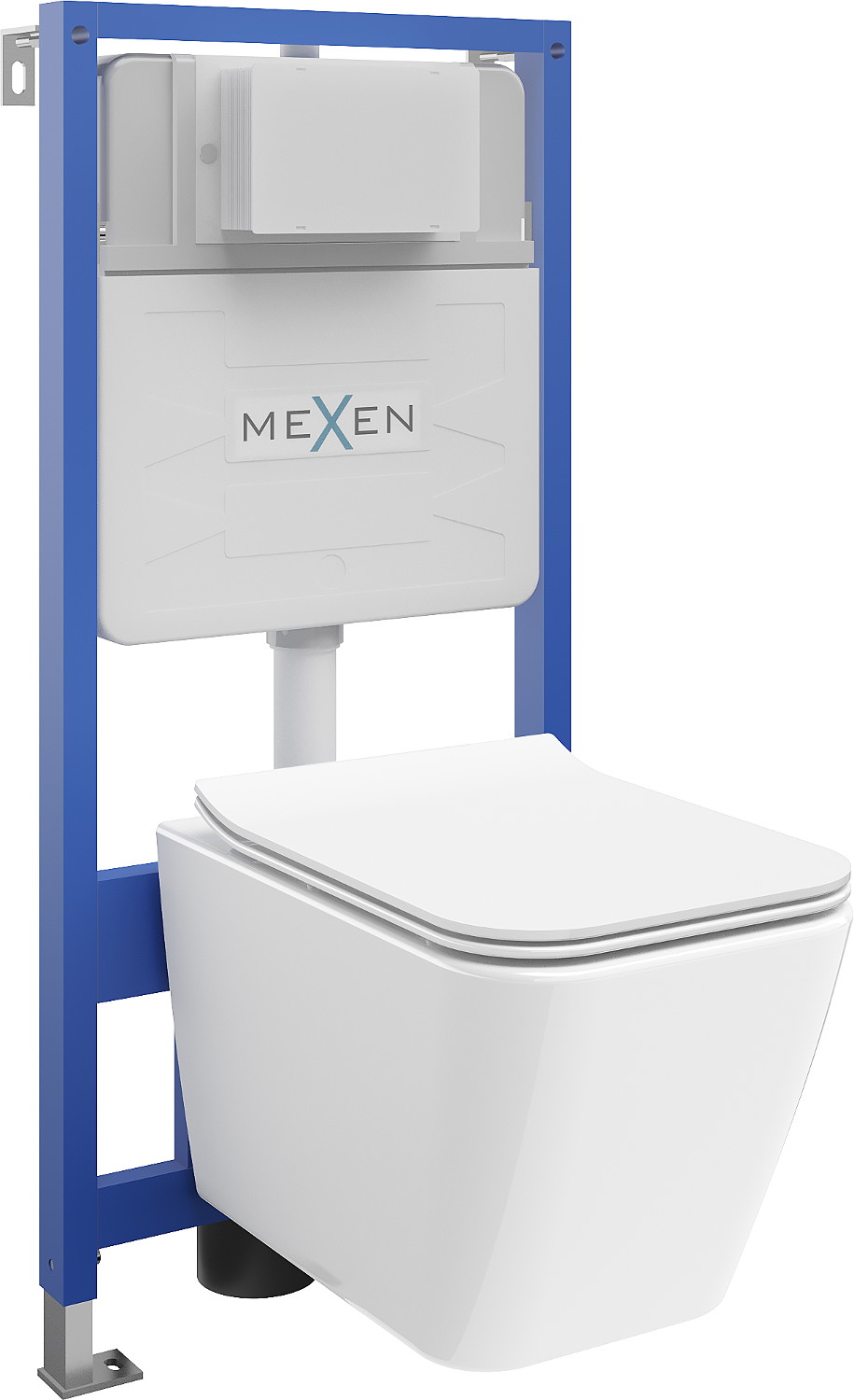 Mexen set WC încastrat cadru Felix Slim cu vas de toaletă  Cube și capac de toaletă cu închidere lentă, Albă - 61030924000